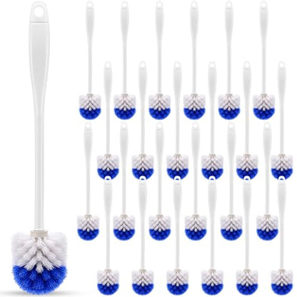 Reallnaive 24 Pcs 18 Inch Toilet Brush Toilet Bowl Cleaner Brush Bathroom Long Plastic Handled Cleaning Scrubber with Hook Hole for Household Bathroom Cleaning Supplies(Flat Handle) - style: Flat Handle