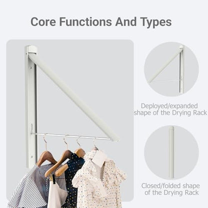 Wall Mounted Clothes Drying Rack 65lb, Foldable Aluminum,White-a - color: White-a