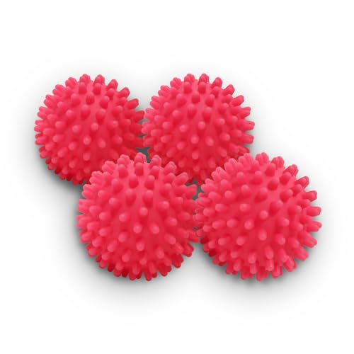 Dryer Balls 4 Pack - Non-Toxic Reusable Dryer Balls (Red) - color: Red