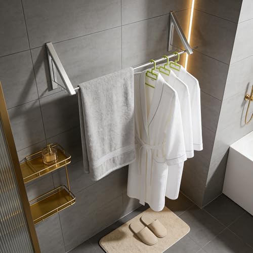 FOLAI 2-Piece Drill-Free Folding Clothes Drying Rack (Silver) - color: Silver, size: 2-Piece