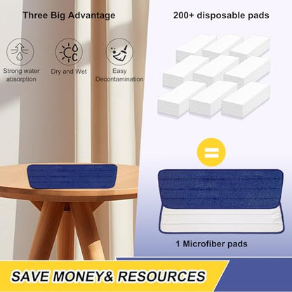 16.5 inch Reusable Mop Pads Microfiber Spray Mop Replacement Heads for Wet/Dry Mops Compatible with Bona Floor Care System (5 Pack) - color: Darkblue Mop Pads