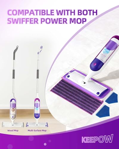 KEEPOW Reusable Power Mop Refills Pads Compatible with Swiffer PowerMop - color: Purple-6 Pack