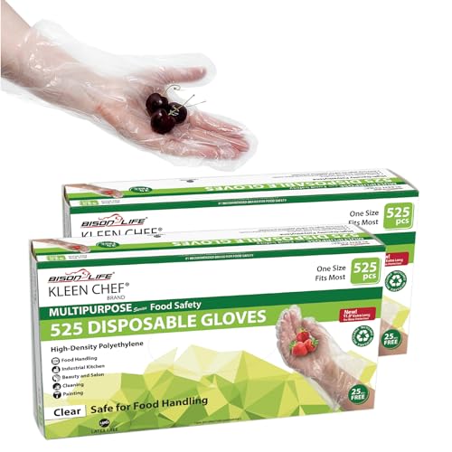 KLEEN CHEF Disposable Food Service & Handling Long Cuff Clear Poly Gloves - style: Osfm