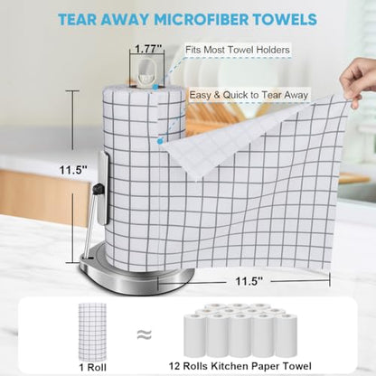 AIDEA Microfiber Cleaning Cloth Roll-50PK, Reusable Paper Towels 11.5×11.5" - color: Printed