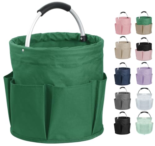 17L Cleaning Caddy with Handle, 600D Oxford Cleaning Supply Caddy with 6 Pockets, Foldable Tool Bucket Organizer for Housekeeping, Gardening, Car Detailing, Traveling, Camping, Green - color: Green, size: 1PCS
