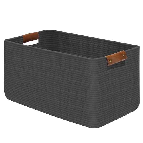 Large Collapsible Laundry Basket, Clothes Hamper for Blanket, Toy, Towels, Woven Baskets for Storage, Nursery Home Decor Living room 21.6" x 15" x 11.8",Grey - color: Grey