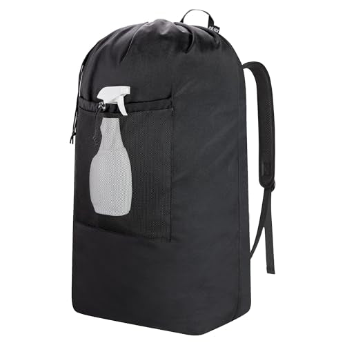 Laundry Bag Backpack, Soft Padded Straps & Drawstring, Black, XX-Large - color: Black, size: XX-Large