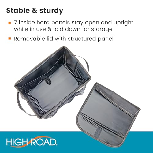 Carganizer Small Car Storage Bin with Lid for Trunk, Front Seat or Backseat - size: 9 × 9 × 6 inches