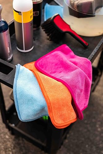 The Rag Company - Premium FTW Microfiber Cleaning Towels for Glass, Windows, Mirrors, Polished Surfaces - Streak-Free, Scratchless, 16" x16”, Pink, 3-Pack - color: Pink