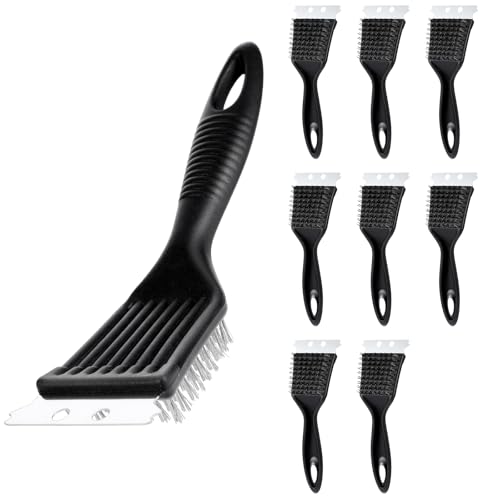 9 Pieces Grill Brush and Scraper Stainless Steel Wire Grill Brush Extra Strong BBQ Cleaner Accessories Heavy Duty Barbecue Grill Cleaning Brush Cleaner (8 Inch)