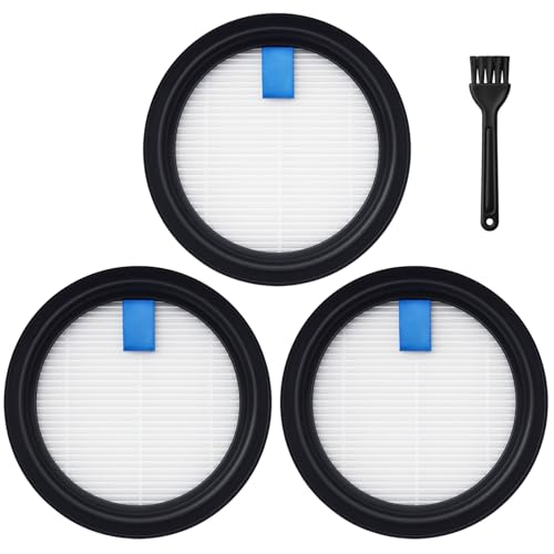 3 Pack Replacement Filters Compatible with Tikom V500 /V450 Cordless Vacuum Cleaner, Washable Filters Works with Tikom 40kpa Stick Vacuum.3 Pack Vacuum Filters 1 Small Brush