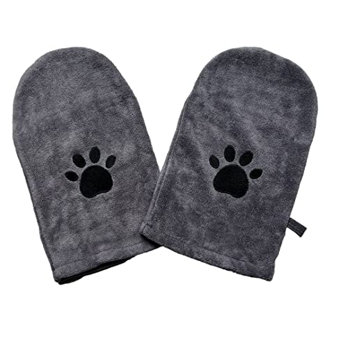 Penny & Niko Microfiber Pet Towel Mitts - Paw Cleaning and Drying Mitts/Gloves for Dogs and Cats (Gray, Standard - 2 Pack) - color: Gray, size: Standard - 2 pack
