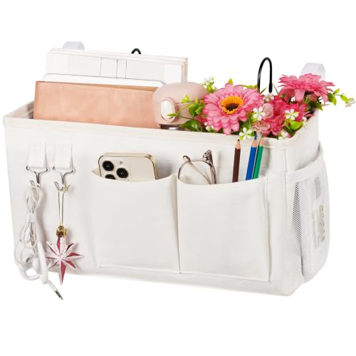 Lilithye Bedside Caddy, Bedside Storage Bag Hanging Organizer for Bunk Bed - color: 1pc New White
