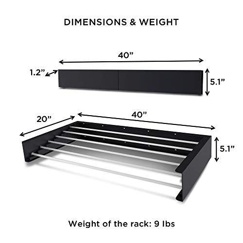 Step Up Laundry Drying Rack (40-INCH Industrial Gray), Wall Mounted, Retractable Clothes Drying Rack, 60lbs Capacity, 20 Linear Ft, with Wall Template and Long Screwdriver Bit - color: Industrial Gray, size: 40" Wide
