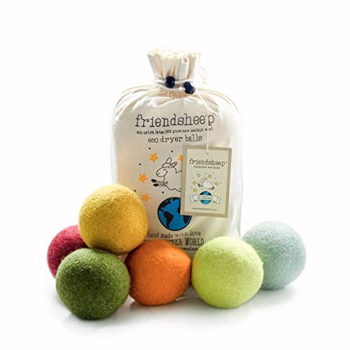 Friendsheep Wool Dryer Balls, Organic Reusable Fabric Softener Alternative for Laundry, Handmade, Fair Trade, Hypoallergenic, Eco-Friendly, Plastic-Free (6 Pack XL - Harvest Moon) - color: Harvest Moon, size: 1 Count (Pack of 6)