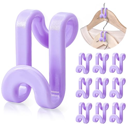 Mlici 60 Pcs Space Saving Hanger Connect Hooks for Closet Organizer, Purple - color: Purple