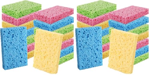 PANYEE Cleaning Scrub Colored Sponge,Non-Scratch Kitchen Cellulose Dishwashing Sponge,16Pack Biodegradable Natural Sponge (Pack of 2) - size: 16 Count (Pack of 2)
