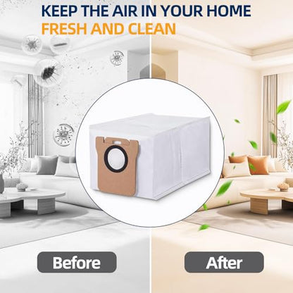 12pcs Disposable Dust Bag Replacement for Dreame L10 Ultra/L10s Ultra/L20 Ultra/L30 Robot Vacuum, Xiaomi Robot Vacuum X10/X10 Plus/X20/X20 Plus, 3L Large Capacity Replacement bags