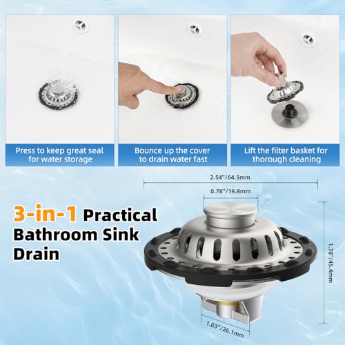 Universal Bathtub Drain Stopper, Brass Metal Shower Hair Catcher, Brushed Nickel - color: Brushed Nickel