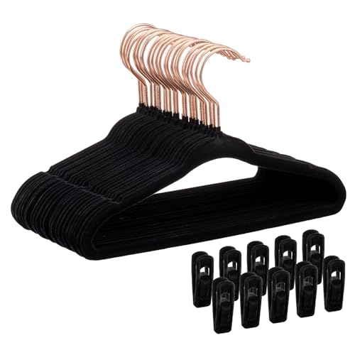 Tonswachic Velvet Baby Hangers 30 Pack - 11 Inch Premium Felt Non Slip Kids Hanger for Infant Toddler Clothes - 0.2" Ultra Thin Baby Clothes Hangers for Children's Closet with 10 Hanger Clips - Black - color: Black, size: 30 Pack
