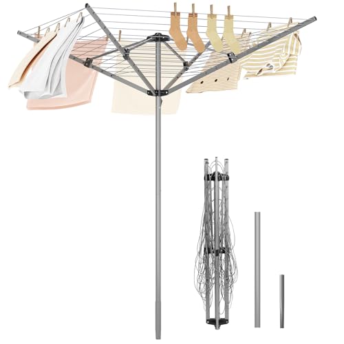 APEXCHASER Outdoor Clothes Drying Rack, 4-arm Umbrella Clothesline, 72.8" H - size: 131ft XL