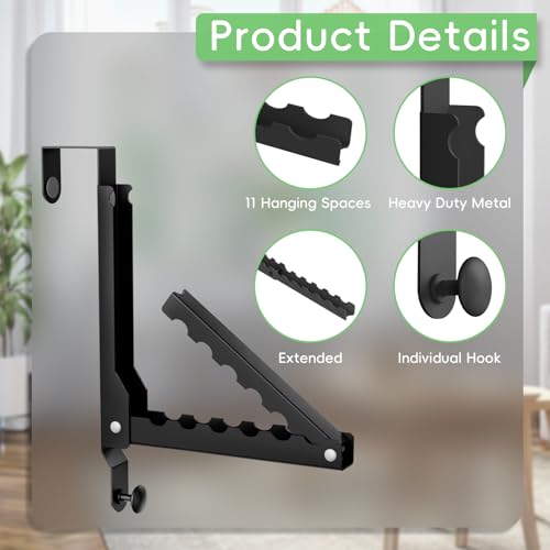 Foldable Over the Door Hooks, Over the Door Hanger for Space Saving - color: Black-2Pack(UP)