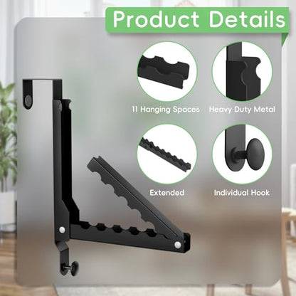 Foldable Over the Door Hooks, Over the Door Hanger for Space Saving - color: Black-2Pack(UP)