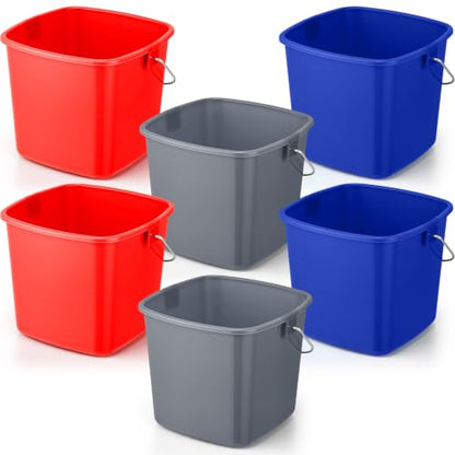 Zhehao 6 Pcs 3 Quart Small Sanitizer Cleaning Bucket, Red,Dark Blue,Gray - color: Red,dark Blue,gray