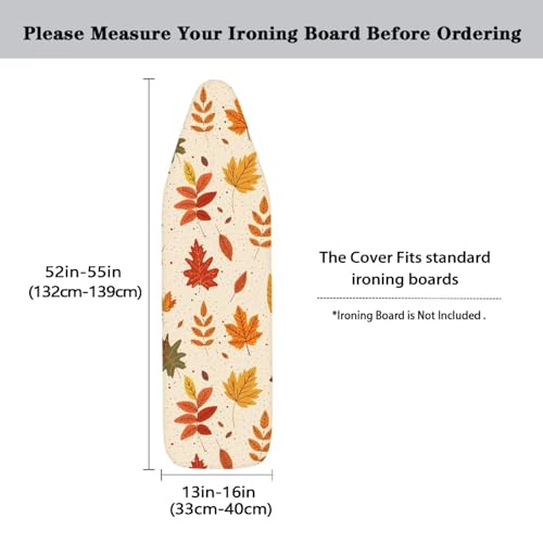 Marple Leaf Ironing Board Cover with Elastic Edge Stain Resistant Iron Board Cover Hook and Loop Fasteners 15x54 Inch Standard Size Pressing Cloth for Ironing - color: Marple Leaf
