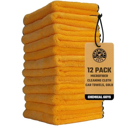 Chemical Guys, Professional Microfiber Towels, 16 x 16 in, Gold, 12 Pack - color: Yellow