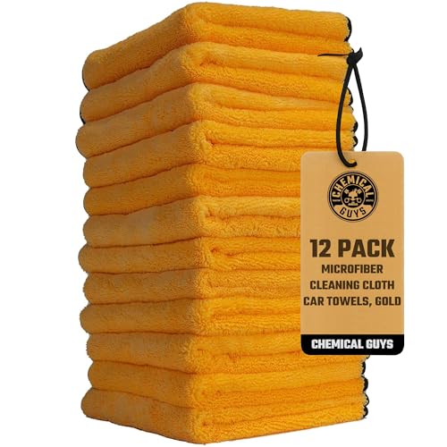 Chemical Guys, Professional Microfiber Towels, 16 x 16 in, Gold, 12 Pack - color: Yellow