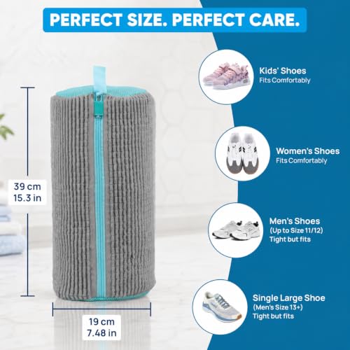 Shoe Washing Machine Bag – 2Pcs Shoe Cleaning Laundry Bags for Sneakers (Grey) - color: Grey