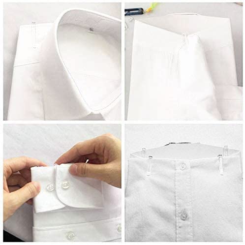 MEETOOT 150pcs Transparent Plastic Alligator Clip 39mm Shirt Fixing Packing Clip U Shape Plastic Clothespins for Ties Socks Pants Shirts - color: White
