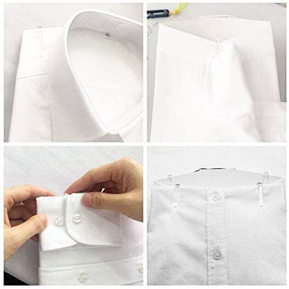 MEETOOT 150pcs Transparent Plastic Alligator Clip 39mm Shirt Fixing Packing Clip U Shape Plastic Clothespins for Ties Socks Pants Shirts - color: White
