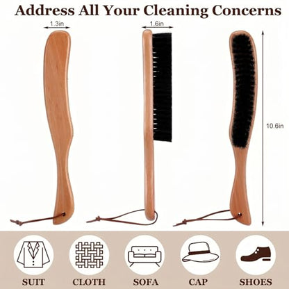 Bokon 2 Pcs Lint Brushes for Clothes with Boar Bristle Beech Wood Handle - color: Black