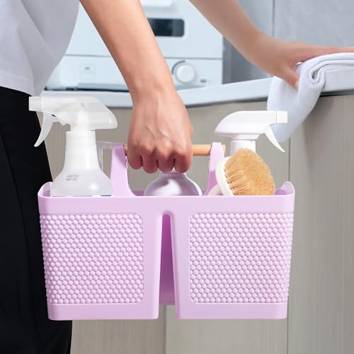 Plastic Shower Caddy, Portable Shower Basket with Handle, Light Purple - color: Light Purple