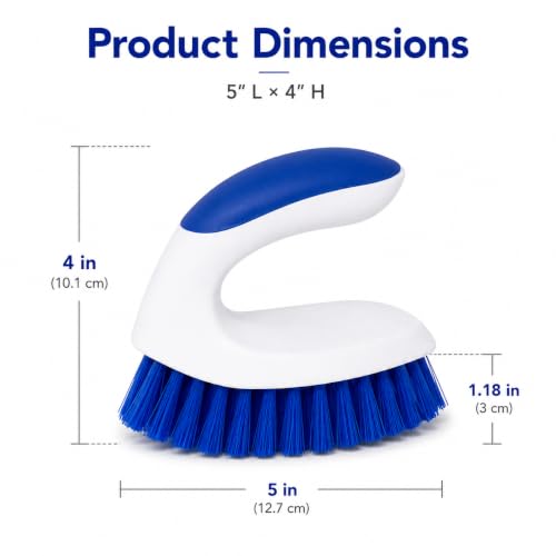 2 Pack Scrub Brushes, Cleaning Brush with Stiff Bristles, Handheld Scrubber for Bathroom, Shower, Tile, Carpet, Bathtub & Floor