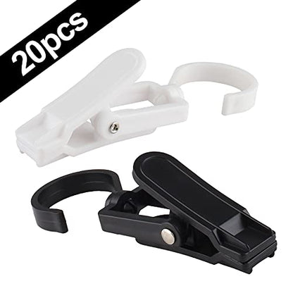 Jiozermi 20 PCS Laundry Hooks Clip, White & Black Plastic - color: White & Black, size: 20