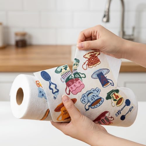 Printed Kitchen Cleaning Cloth Roll, Thick Absorbent Hand-Tear Lazy Cloth - color: Dish