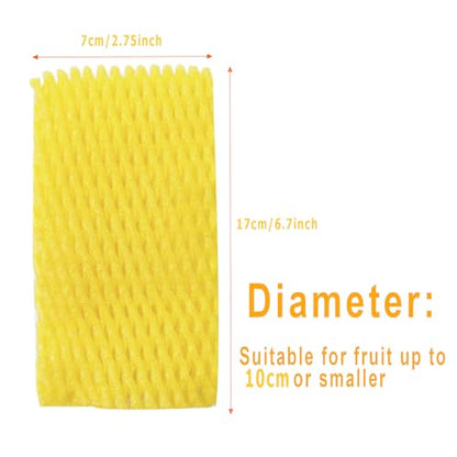 Fruit Protection Mesh Bags Foam Mesh Keep Safe Sleeves for Large Supermarkets, Shops (Yellow 17x7cm-20PCS) - size: Yellow 17x7cm-20PCS