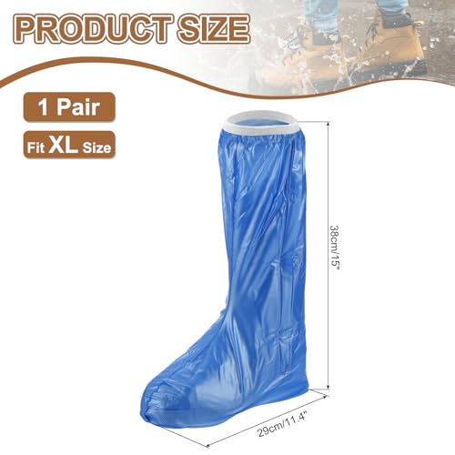 HARFINGTON Waterproof Shoes Cover XL (US 7) Non-Slip Overshoes with Zipper - color: Blue, size: XL (US 7)