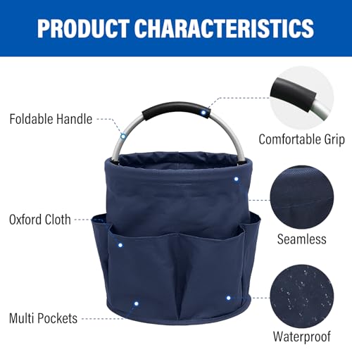 Multifunctional Folding Basket with Handles: Portable Picnic Baskets, Outdoor Beach Baskets, Garden Picking Baskets, Gift Baskets, Collapsible Bathroom Storage Baskets (Blue) - color: Blue