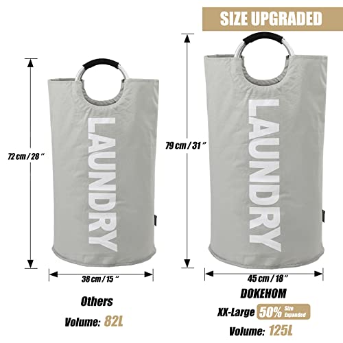DOKEHOM 125L X-Large Laundry Basket Bag, Collapsible Tall Hamper, Grey - color: Light Grey, size: 125L
