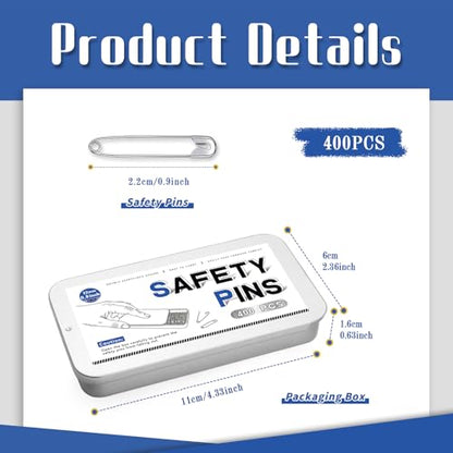 Jmuiiu 400 PCS Safety Pins, 0.9 Inch Small Inch Safety Pins, Clothes Pin - size: 0.9 inch-400 pcs