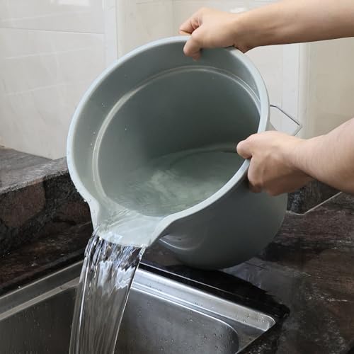14 Quart / 3.5 Gallon Round Plastic Cleaning Bucket with Handle, Commercial, Heavy Duty, Gray, 4 Packs