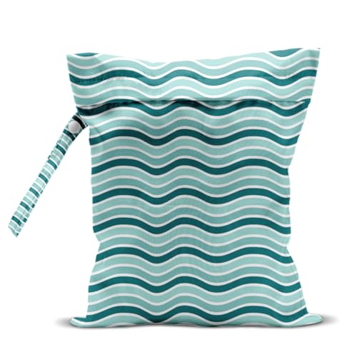 Wet Bag for Swimsuit, Beach Travel Essentials Wet Dry Bag, for Sunscreen Toiletry Dirty Clothes Yoga Gym Diaper, Friends Summer Beach Vacation Gifts. Wavy stripes - color: Wavy Stripes