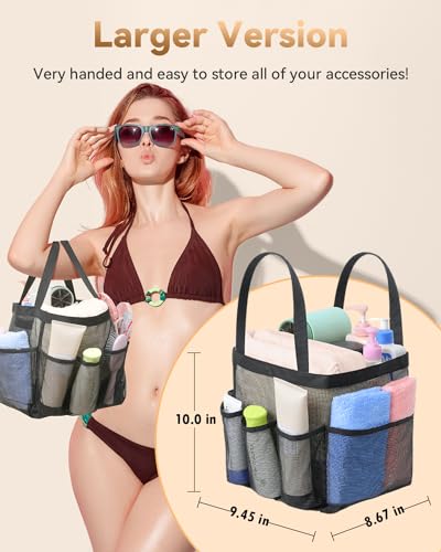 Temede Mesh Shower Caddy Portable for College Dorm Room Essentials - color: Black