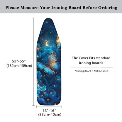 Blue Butterfly Ironing Board Cover, Resist Scorching and Staining, 15x54 Heavy Duty Iron Pad Covers Standard Boards with Elastic Edges - color: Blue Butterfly 2
