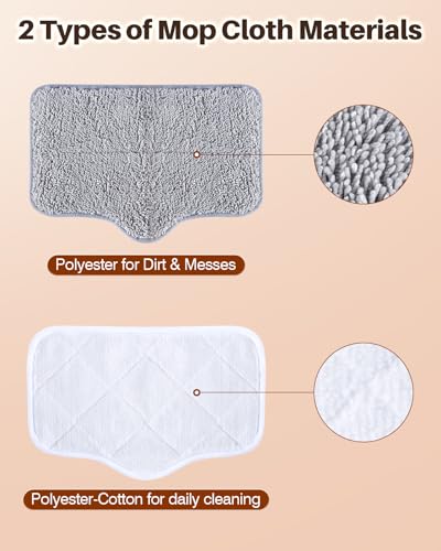 6 Pack Steam Mop Pads, Compatible with KS-7883/KS-7880 - color: White and Gray