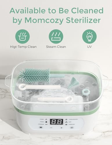 Momcozy 7-in-1 Baby Bottle Brush Set with Drying Rack, Green - color: Green, size: Classic Style